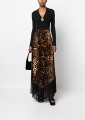 Roberto Cavalli fringed leopard-print maxi skirt