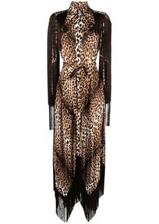 Roberto Cavalli fringed leopard-print shirtdress