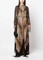 Roberto Cavalli fringed leopard-print shirtdress