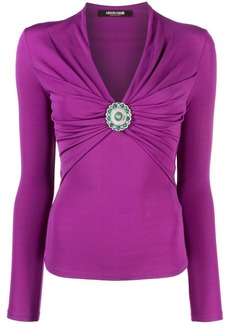 Roberto Cavalli gathered-front long-sleeve top