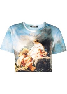 Roberto Cavalli graphic-print cropped T-shirt