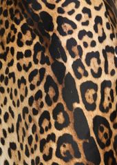 Roberto Cavalli Jaguar Print Silk Twill Long Cami Dress