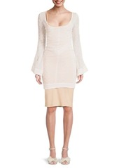 Roberto Cavalli Lace Bell Sleeve Bodycon Dress