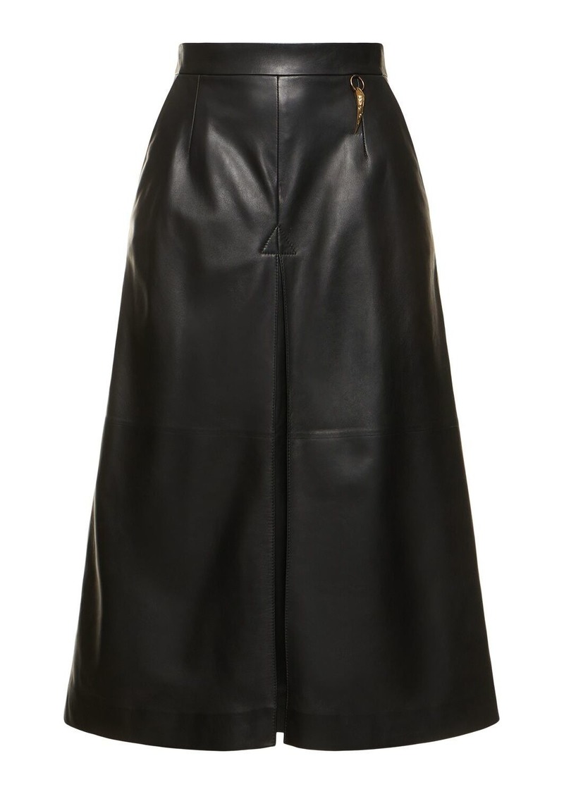 Roberto Cavalli Leather Midi Skirt