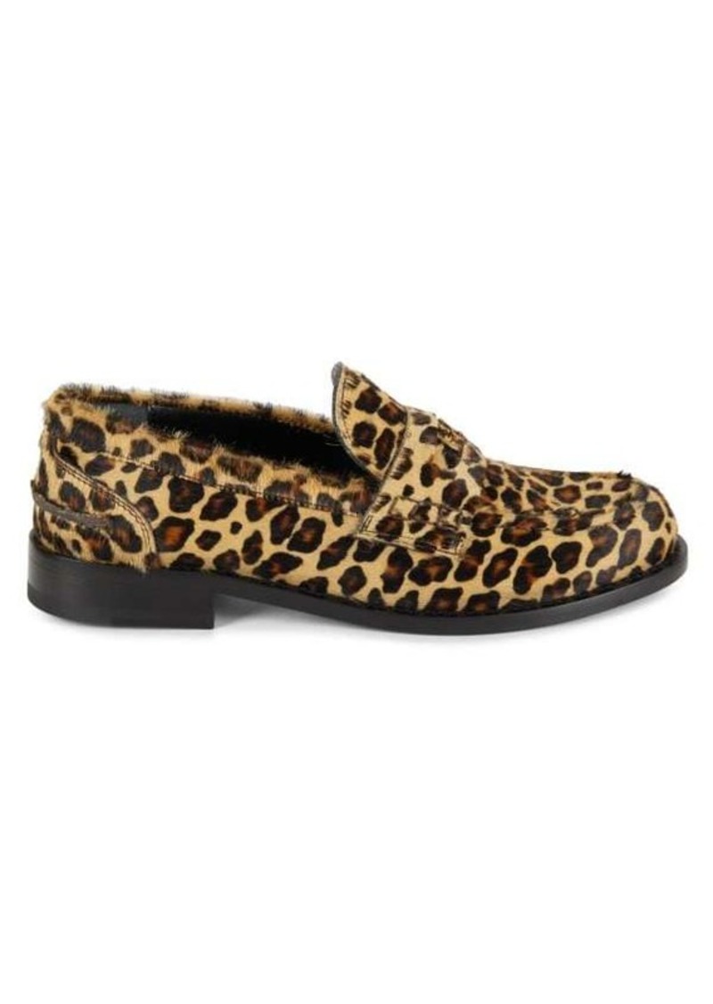 Roberto Cavalli Leopard Leather Penny Loafers