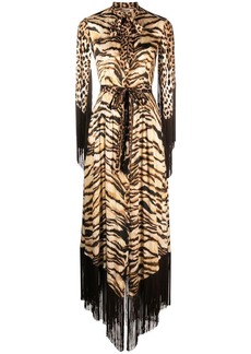 Roberto Cavalli leopard-print fringe dress
