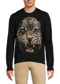 Roberto Cavalli Leopard Print Graphic Wool Sweater