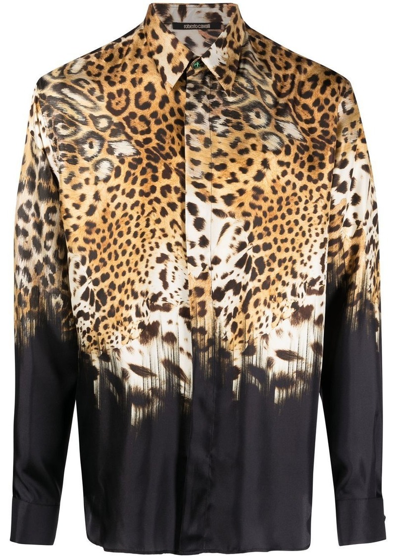 Roberto Cavalli leopard-print long-sleeved shirt