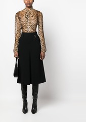 Roberto Cavalli leopard-print sheer pussybow blouse