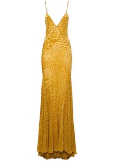 Roberto Cavalli Leopard Velvet Devoré Long Dress