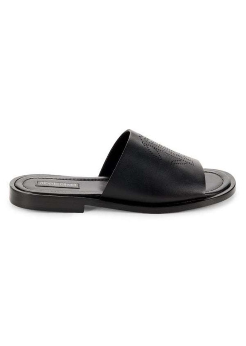 Roberto Cavalli Logo Leather Sandals
