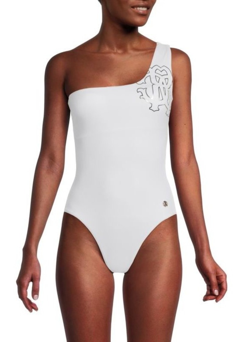 Roberto Cavalli Logo One Shoulder One-Piece Swimsuit