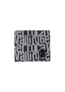 Roberto Cavalli logo-print denim wallet