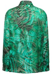 Roberto Cavalli Malachite Printed Satin Devoré Shirt