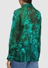 Roberto Cavalli Malachite Printed Satin Devoré Shirt