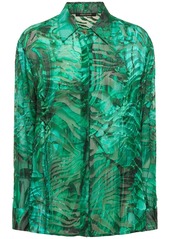 Roberto Cavalli Malachite Printed Satin Devoré Shirt