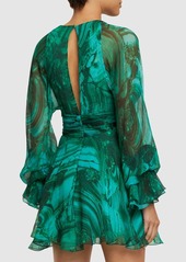 Roberto Cavalli Malachite Printed Silk Chiffon Dress