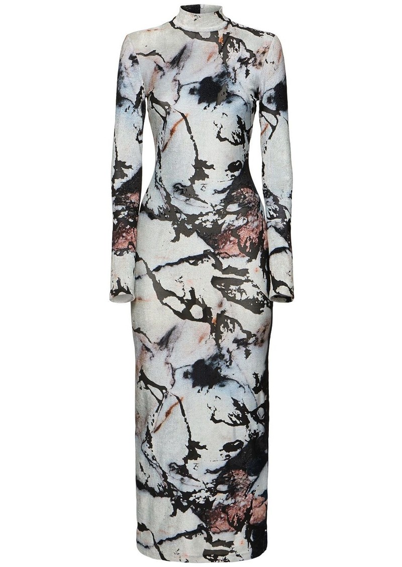 Roberto Cavalli Marmo Printed Chenille Dress