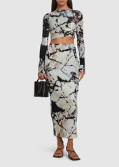 Roberto Cavalli Marmo Printed Chenille Top & Skirt