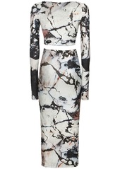 Roberto Cavalli Marmo Printed Chenille Top & Skirt