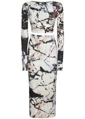 Roberto Cavalli Marmo Printed Chenille Top & Skirt