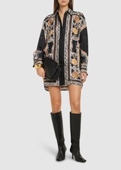 Roberto Cavalli Marmo Printed Silk Twill Shirt Dress