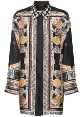 Roberto Cavalli Marmo Printed Silk Twill Shirt Dress