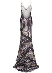 Roberto Cavalli Marmo Printed Twill Long Dress