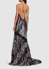 Roberto Cavalli Marmo Printed Twill Long Dress