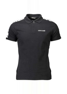 Roberto Cavalli Men'S Half Zip Polo T-Shirt in Black