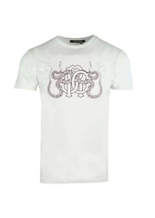 Roberto Cavalli Men's Mirror Logo Short Sleeve Crew Neck T-Shirt In White