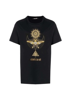 Roberto Cavalli Men's Starburst Logo Short Sleeve T-Shirt In Black/gold