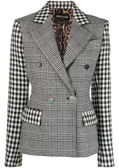 Roberto Cavalli mixed-check double-breasted blazer