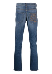 Roberto Cavalli monogram-embroidered skinny jeans