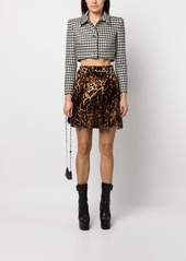 Roberto Cavalli Ocelot-print velvet mini skirt