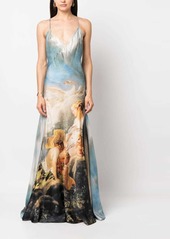 Roberto Cavalli painterly-print silk maxi dress