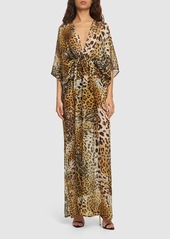 Roberto Cavalli Printed Silk Chiffon Halter Maxi Dress
