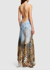 Roberto Cavalli Printed Silk Long Dress