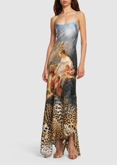 Roberto Cavalli Printed Silk Long Dress