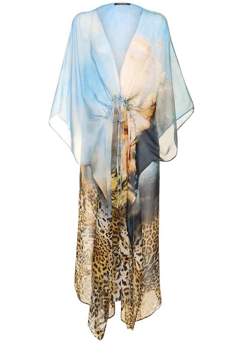 Roberto Cavalli Printed Silk Midi Kaftan Dress