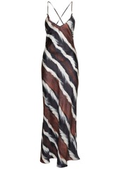 Roberto Cavalli Printed Silk Twill Long Cami Dress