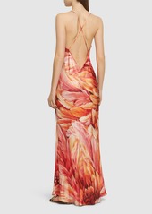 Roberto Cavalli Printed Silk Twill Long Dress
