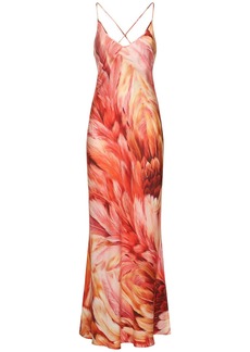 Roberto Cavalli Printed Silk Twill Long Dress