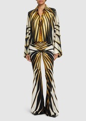 Roberto Cavalli Ray Of Gold Printed Lycra Flared Pants