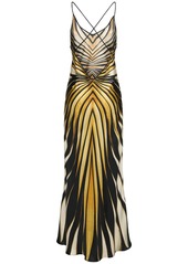 Roberto Cavalli Ray Of Gold Printed Silk Twill Dress