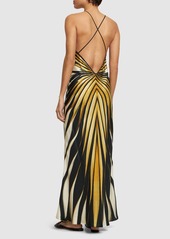 Roberto Cavalli Ray Of Gold Printed Silk Twill Dress