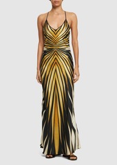 Roberto Cavalli Ray Of Gold Printed Silk Twill Dress