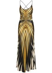 Roberto Cavalli Ray Of Gold Printed Silk Twill Dress