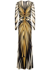 Roberto Cavalli Ray Of Gold Printed Viscose Long Dress