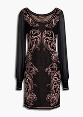 Roberto Cavalli - Crepe-paneled metallic jacquard-knit mini dress - Black - IT 40